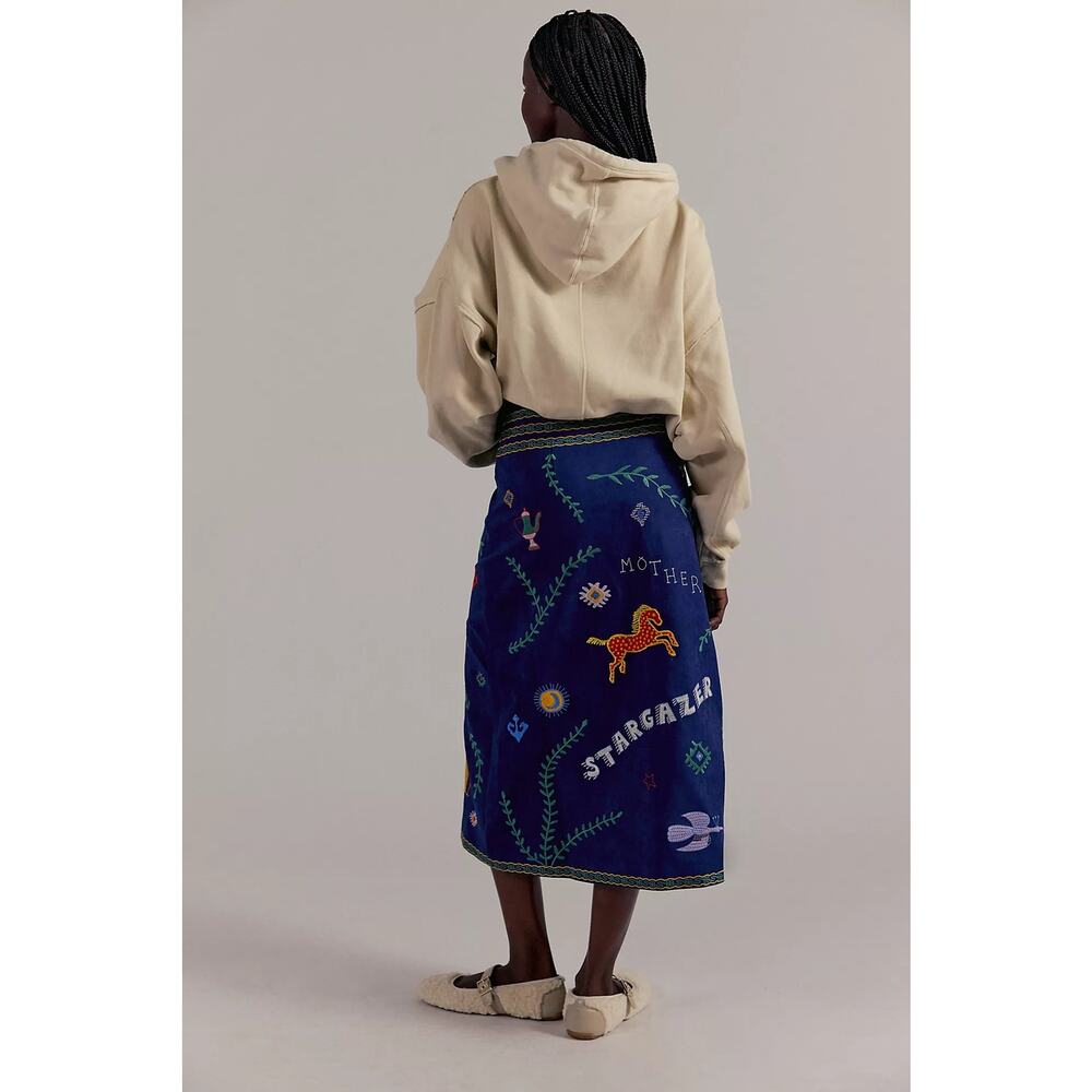 Brand new MOTHER denim Bits and Pieces embroidered skirt M - Picture 2 of 8